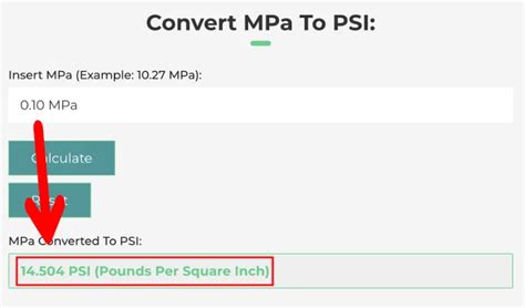 MPa To PSI Calculator Convert MegaPascals To PSI Pressure