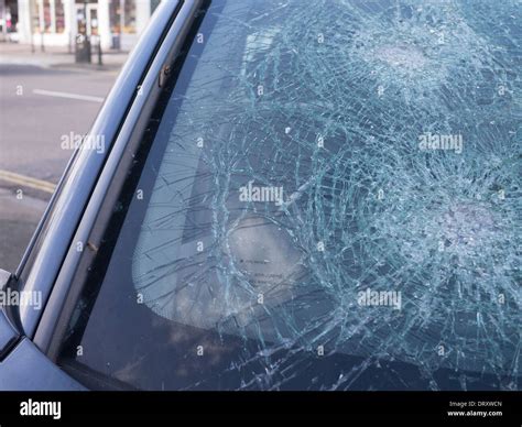 Smashed Car Windows Stock Photo Alamy