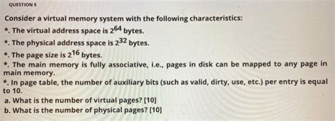 Solved QUESTIONS Consider A Virtual Memory System With The Chegg