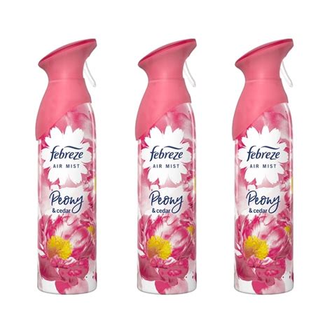 Febreze Air Freshener Aerosol Spray Peony And Cedar 3 X 300ml Eliminates Odours Light Fresh