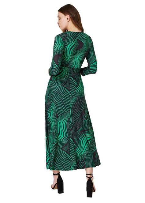 Izabel London Green Abstract Print Maxi Wrap Dress Matalan