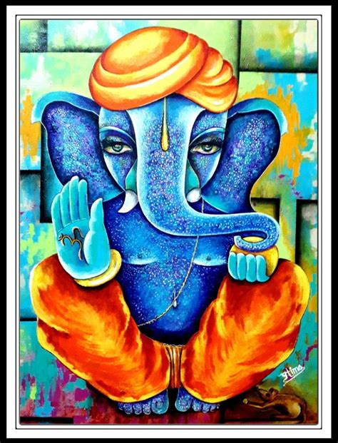 Ganesha Indian Art Acrylic On Canvas Artofit