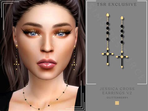 The Sims Resource Jessica Cross Earring V