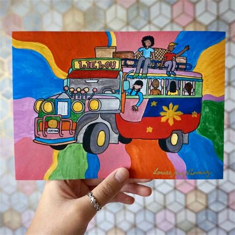 Jeepney Art Print A A Hand Drawn Illustration Illustration Gouache