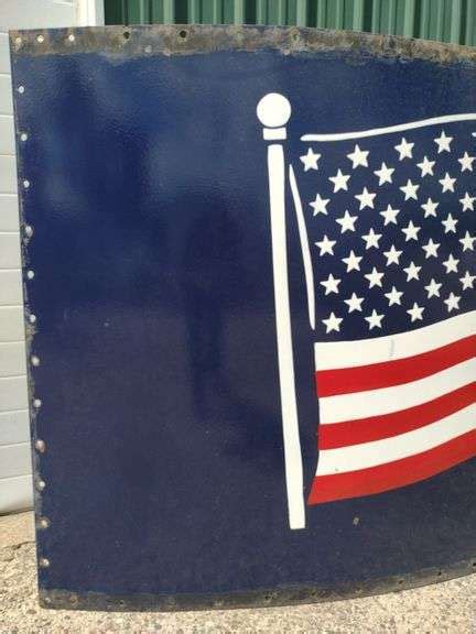 Ss Fifty Star American Flag Porcelain Sign W Yoder Auction