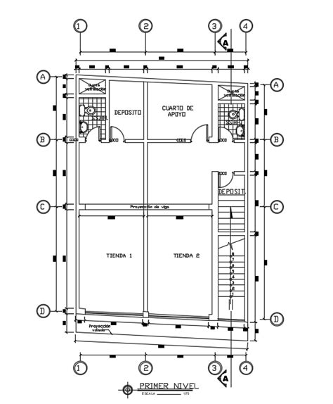 8x10m House Cum Local Shop 2d Plan Is Given In This File Cadbull