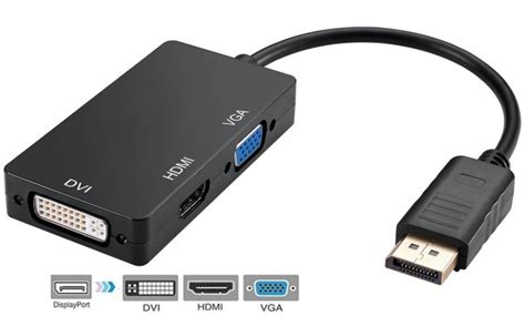 Конвертер 3 в 1 Display Port - HDMI / DVI / VGA Black (5481) – фото ...