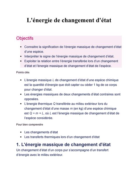 D Couvrir Imagen Energie Massique Changement D Tat Formule Fr