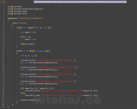 Funciones VisualStudio C Hallar El Mayor De Cuatro Numeros