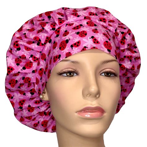 Scrub Caps Pink Garden Ladybugs Scrubheads Scrub Hats For Women