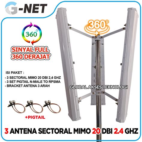 Jual Paket Antena Sectoral MIMO GNET 20 Dbi 2 4 Ghz Cocok Untuk Rocket