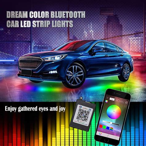 4PCS 12V IP65 Bluetooth App Control RGB LED Strip Under Car 60 90 120cm