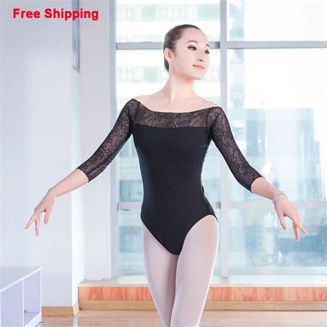 Sexy Lace Cotton Spandex Ballet Unitard Girl Adult Women Ballet Leotard