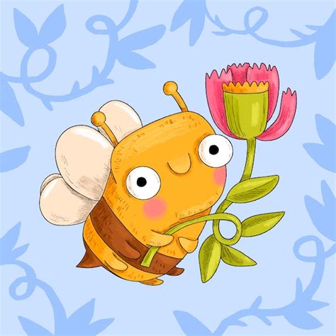 Ilustraci N De Abeja De Dibujos Animados Dibujados A Mano Vector Premium