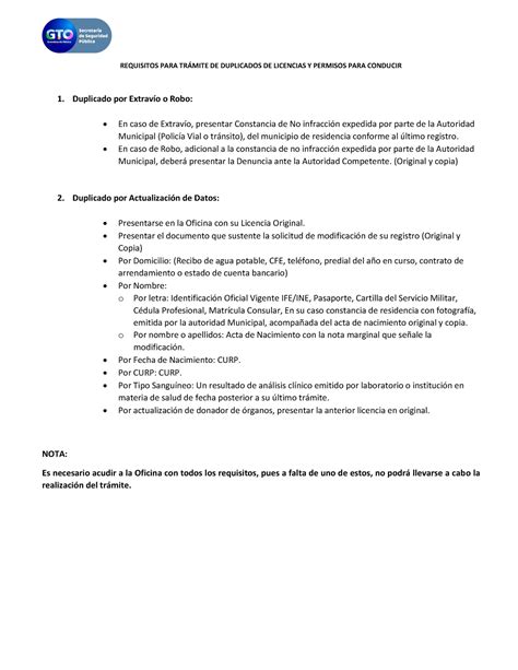 Duplicado de licencias para conducir REQUISITOS PARA TRÁMITE DE