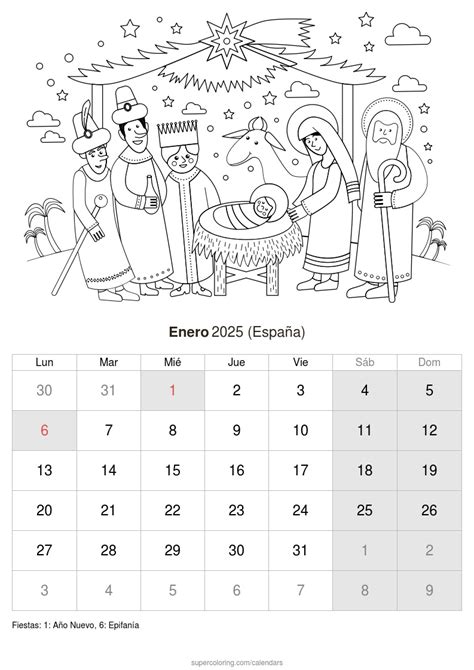 Calendario Enero Para Imprimir Espa A