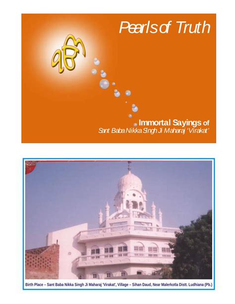 PDF Pearls Of Truth Place Sant Baba Nikka Singh Ji Maharaj Virakat