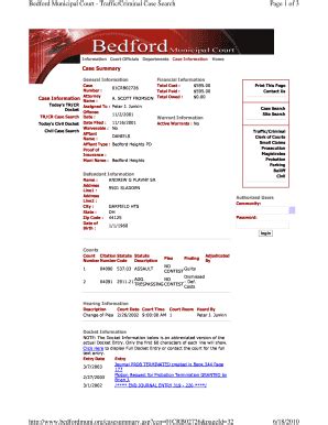 Bedford Municipal Court Docket - Fill and Sign Printable Template Online