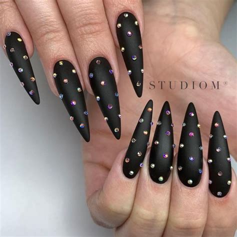 Matte Black Stiletto Nails