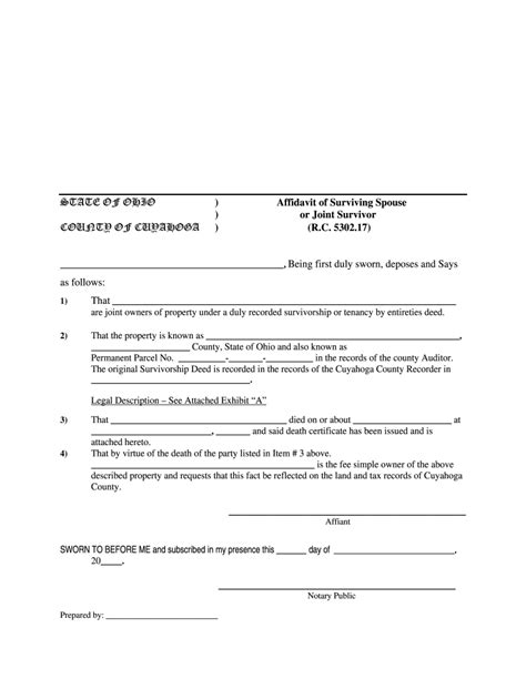 Affidavit Of Survivorship Form Printable Form 2024