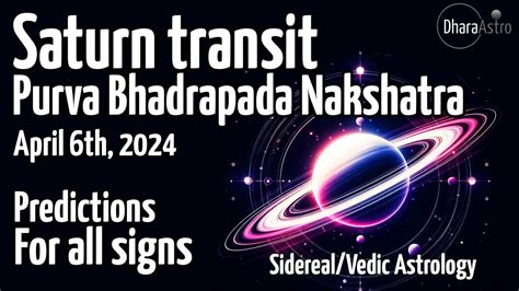 Saturn Transit In Purva Bhadrapada Nakshatra April Vedic