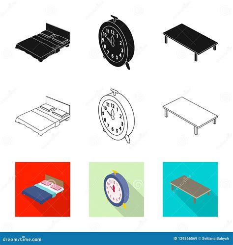 卧室和室标志的传染媒介例证 卧室和家具股票的传染媒介象的汇集 向量例证 插画 包括有 删去的 时钟 129366569