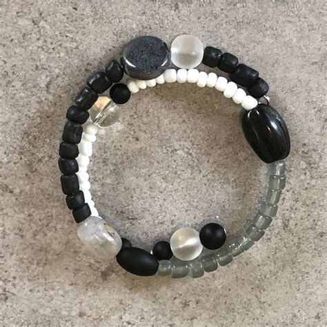 Black And White Bead Bracelet Etsy Australia White Beads Bracelet