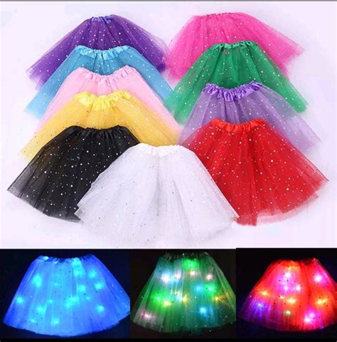 Saia Tutu Tule Brilho Bailarina Luz Led Luxo Carnaval Elo