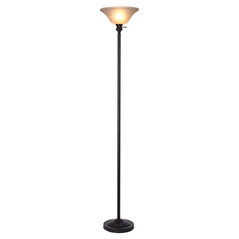 Hampton Bay 71 25 In Bronze Torchiere Floor Lamp With Frosted Plastic