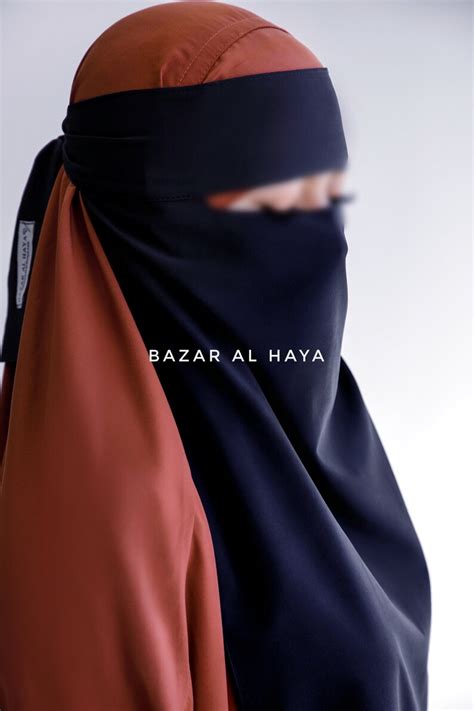 Bazaralhaya Single Layer Niqab Burqa Dark Blue Pea One Niqab Etsy