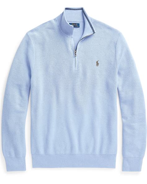 Polo Ralph Lauren Mens Quarter Zip Knit Jumper Hyacinth Blue