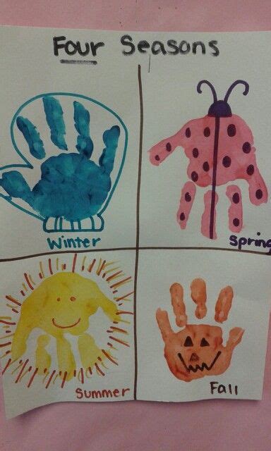 4 Four Seasons Handprints Preschool Craft Activities Daycare Crafts