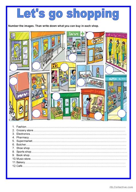 Shops Lets Go Shopping English Esl Worksheets Pdf And Doc