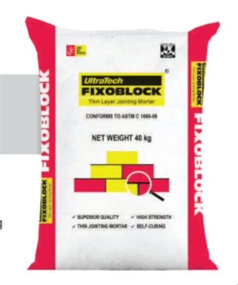 Ultratech Fixoblock Thin Layer Jointing Mortar For Construction Kg