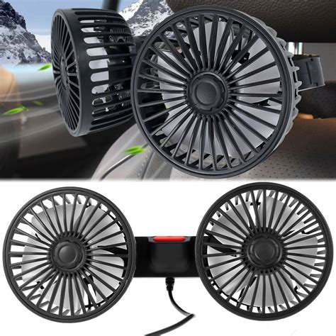 V Dual Head Car Fan Portable Vehicle Truck Rotatable Auto