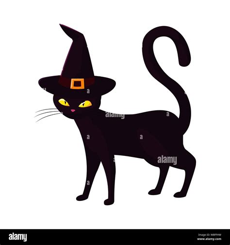 Black Cat Hat Happy Halloween Celebration Design Vector Illustration Stock Vector Image And Art