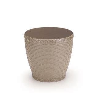 Vaso Rattan Lts Branco Palha Marrom Prata Vaso Planta