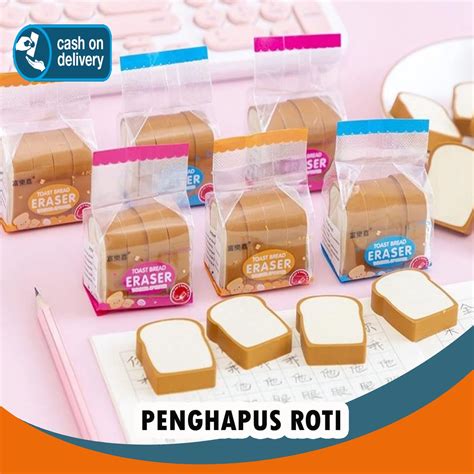 Jual SET PENGHAPUS ROTI ISI 4 PCS BREAD SETIP STIP ERASER LUCU UNIK