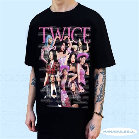 Twice Korean Vintage Bootleg Oversized Unisex Black Shirt Kpop Dtg Print Twice World Tour 2022