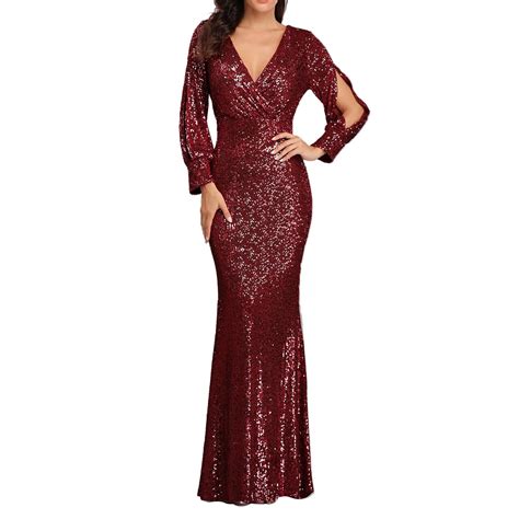 Xlzwnu Prom Dress Long Sleeve Dress For Women Red Dresses For Women