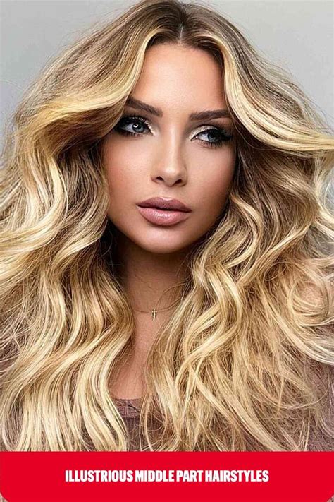 Gorgeous Blonde Blowout With A Middle Part For Women With Long Layered