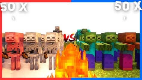 Zombie Army Vs Skeleton Army Minecraft Mob Battle Youtube