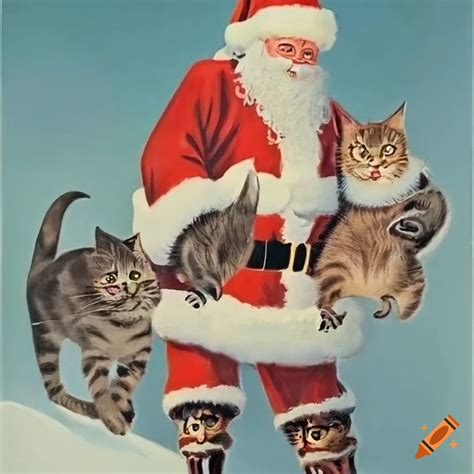 Christmas Illustration Of Santa Claus Delivering Cats On Craiyon