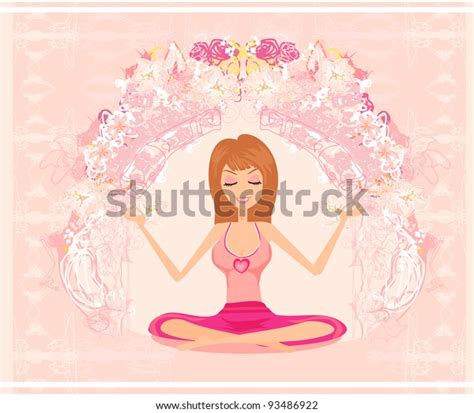 Yoga Girl Lotus Position Stock Vector Royalty Free 93486922