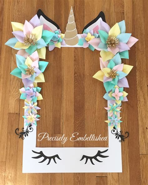 Unicorn Party Selfie Frame Limited Edition Unicorn Paper Flowers