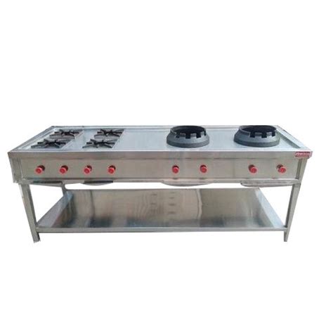 Stainless Steel Lpg Chinese Burner With Continental Cooking Range