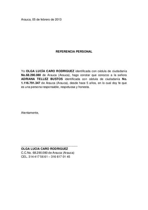 Modelo De Carta De Referencia Personal Ejemplo Y Pdf Para Imprimir Images