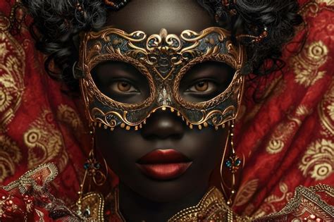 Premium Photo Beautiful African American Woman In Mysterious Mask