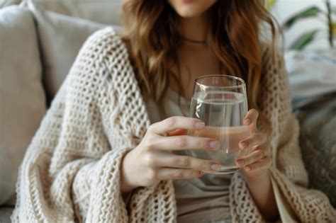 Premium Photo Young Woman Holds A Glass Of Drinking Clean Mineral