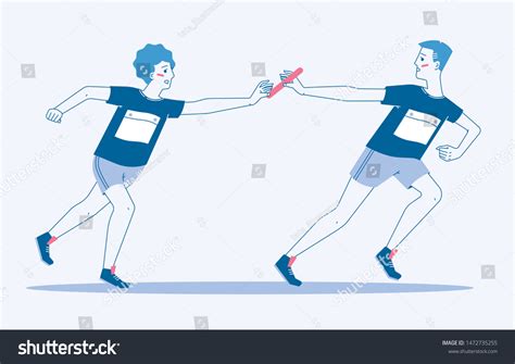 Two Athletes Performing Relay Race Vector Stock Vector (Royalty Free ...